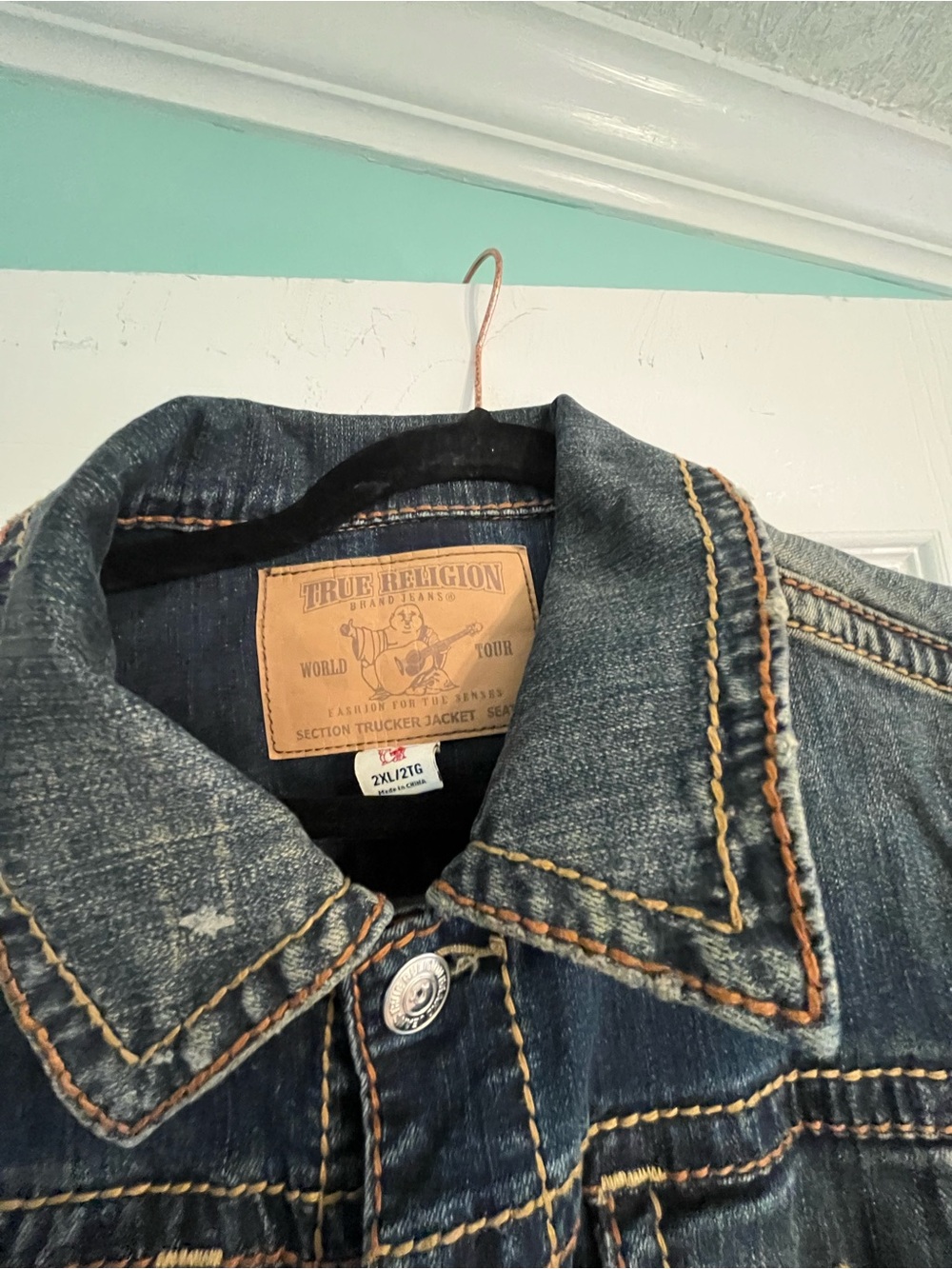 True Religion Dark Blue Denim Trucker Jacket - Picture 2 of 7